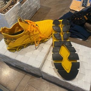 New pair of yellow running shoes